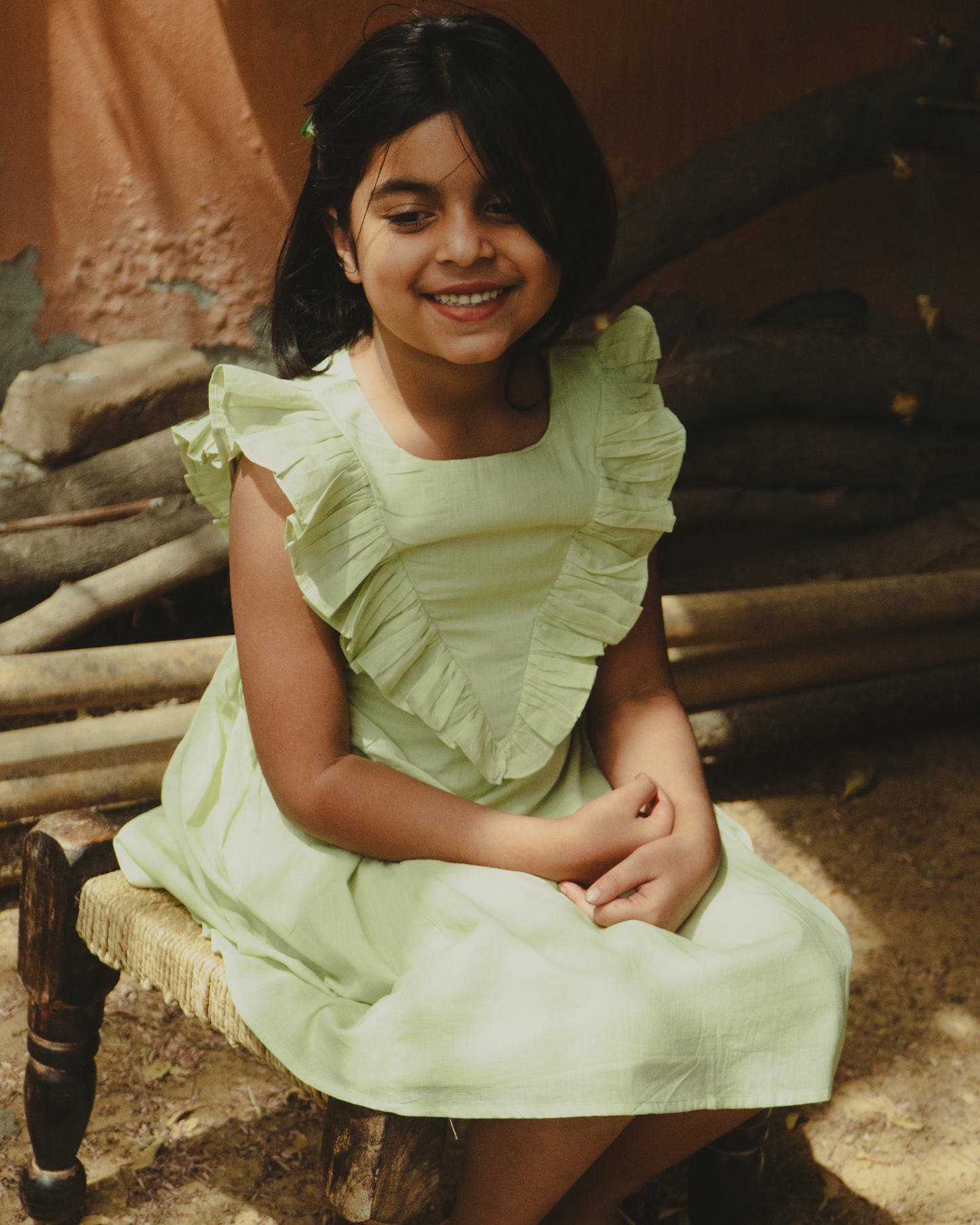 Lime Mul-Cotton Dress