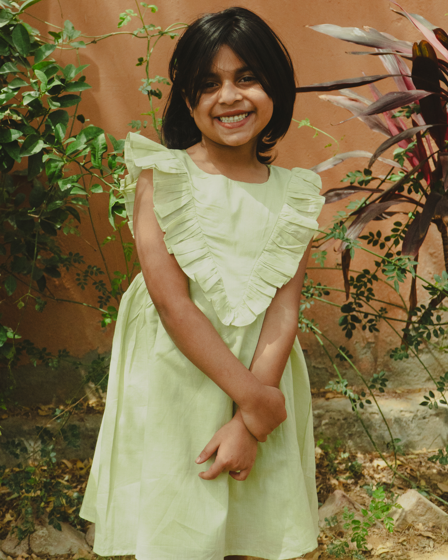 Lime Mul-Cotton Dress