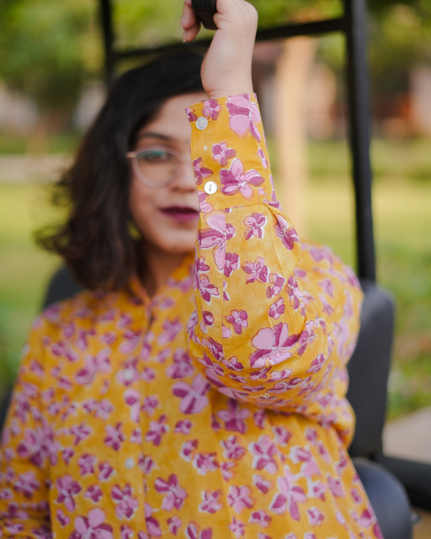 Begonia Hand Block Printed Oversize Shirt