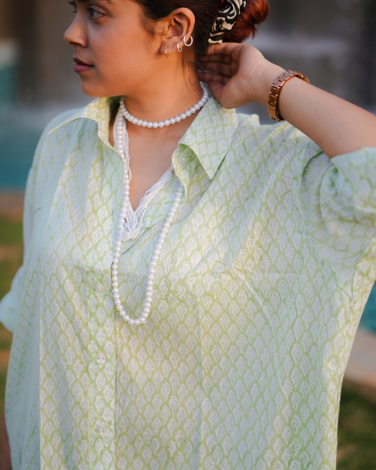 Cicely Hand Block Printed Oversize Shirt