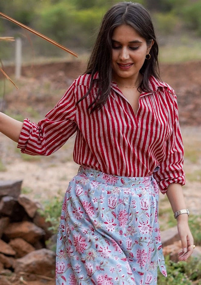 Hand Block Printed Collared Top