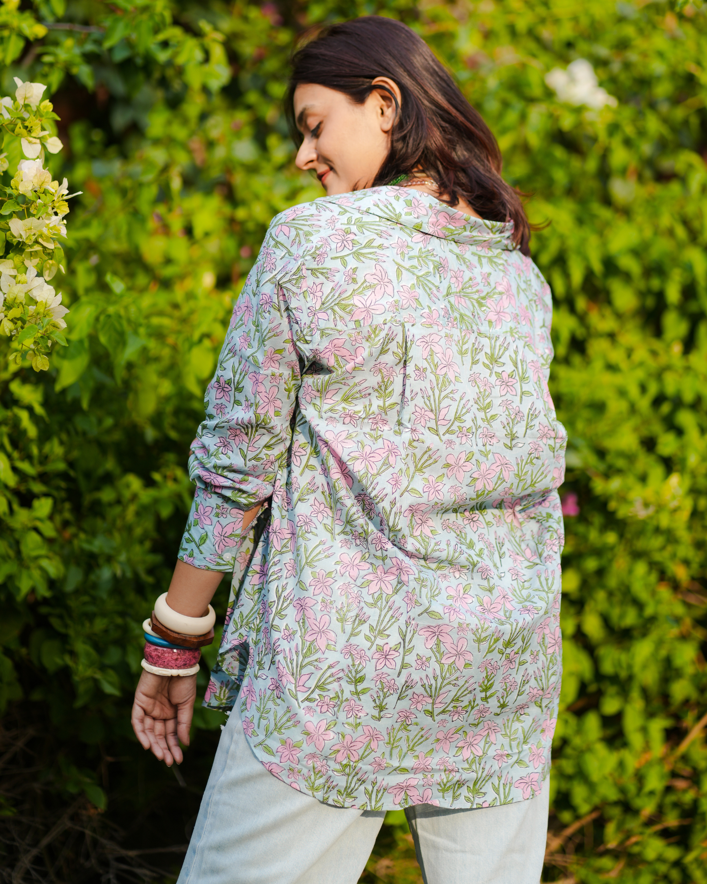 Azalea Hand Block Printed Oversize Shirt