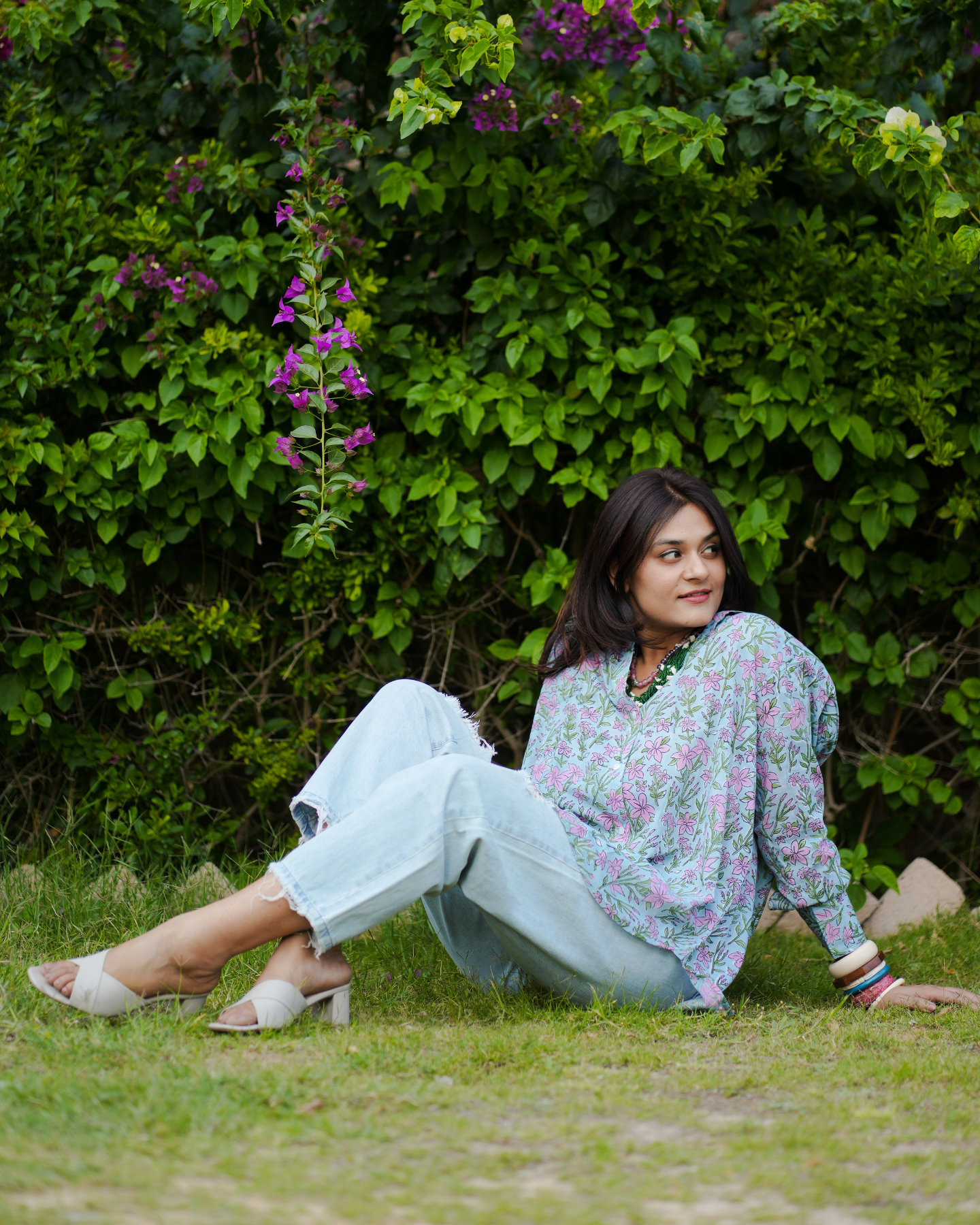 Azalea Hand Block Printed Oversize Shirt