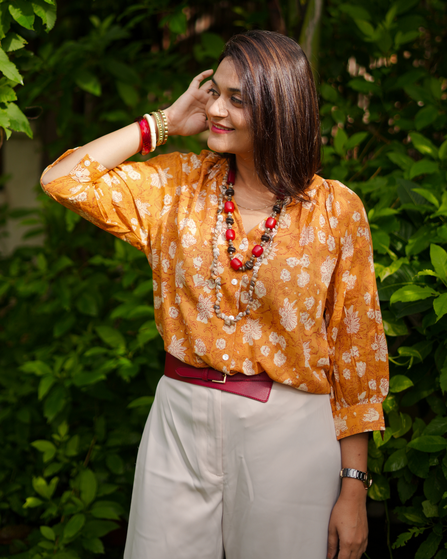 Ochre Hand Block Printed Top