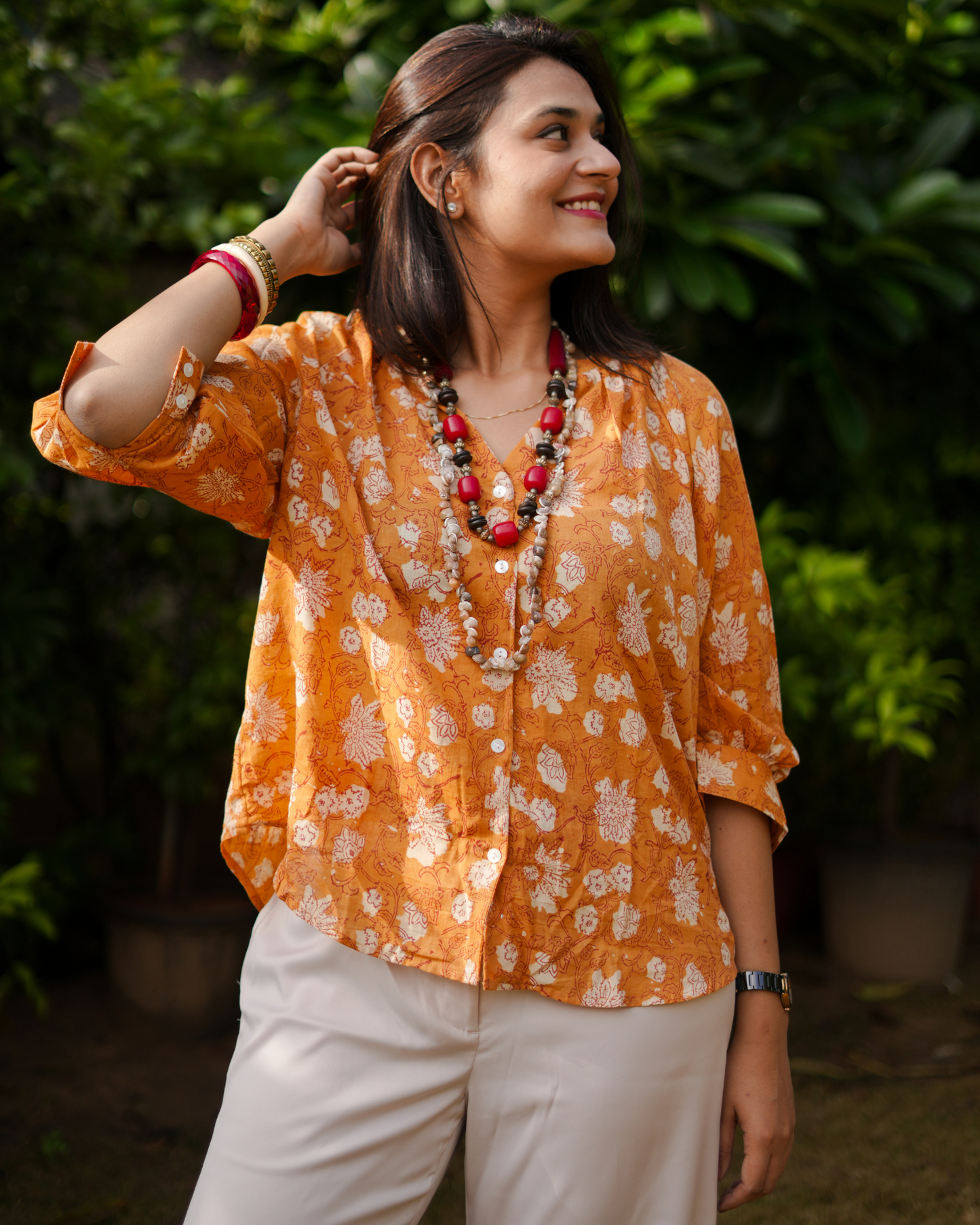 Ochre Hand Block Printed Top