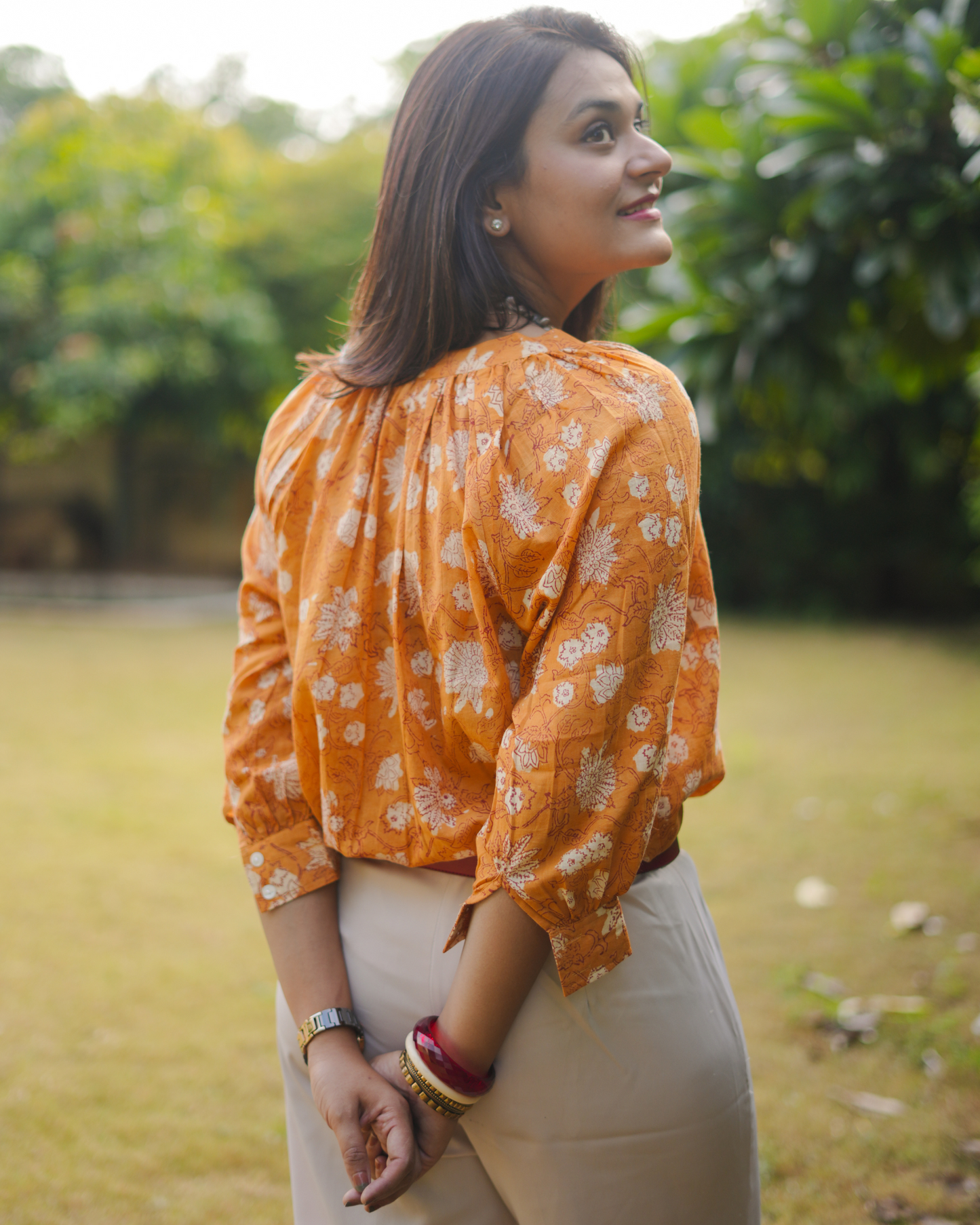 Ochre Hand Block Printed Top