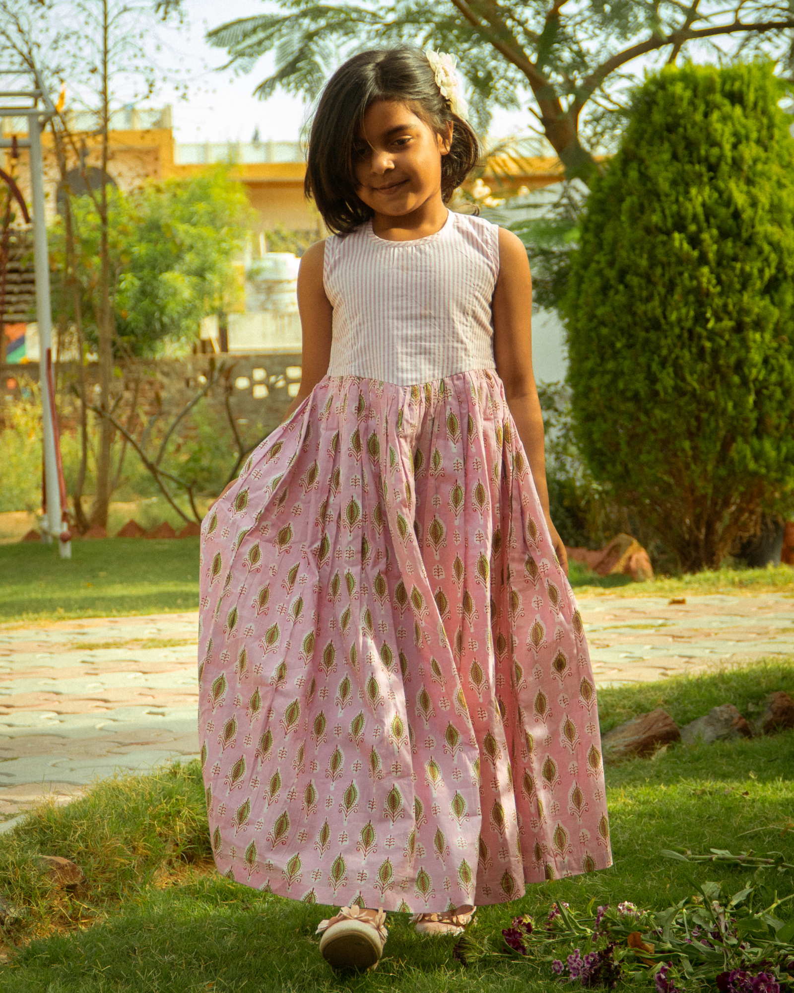 Kids Pink meadow Maxi Dress