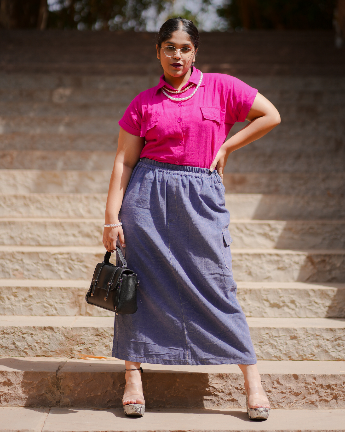 Ada Stone-Washed Canvas Skirt