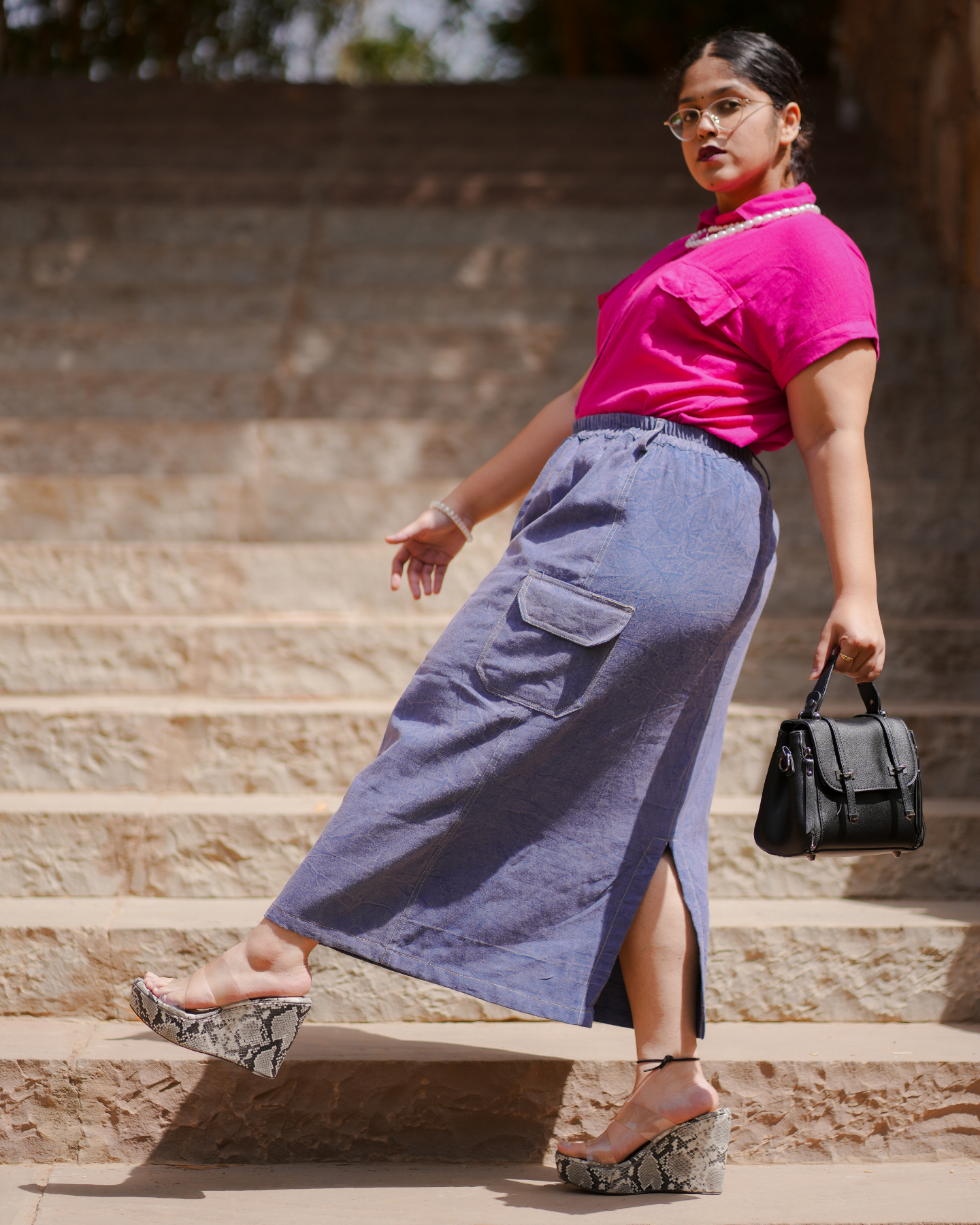 Ada Stone-Washed Canvas Skirt