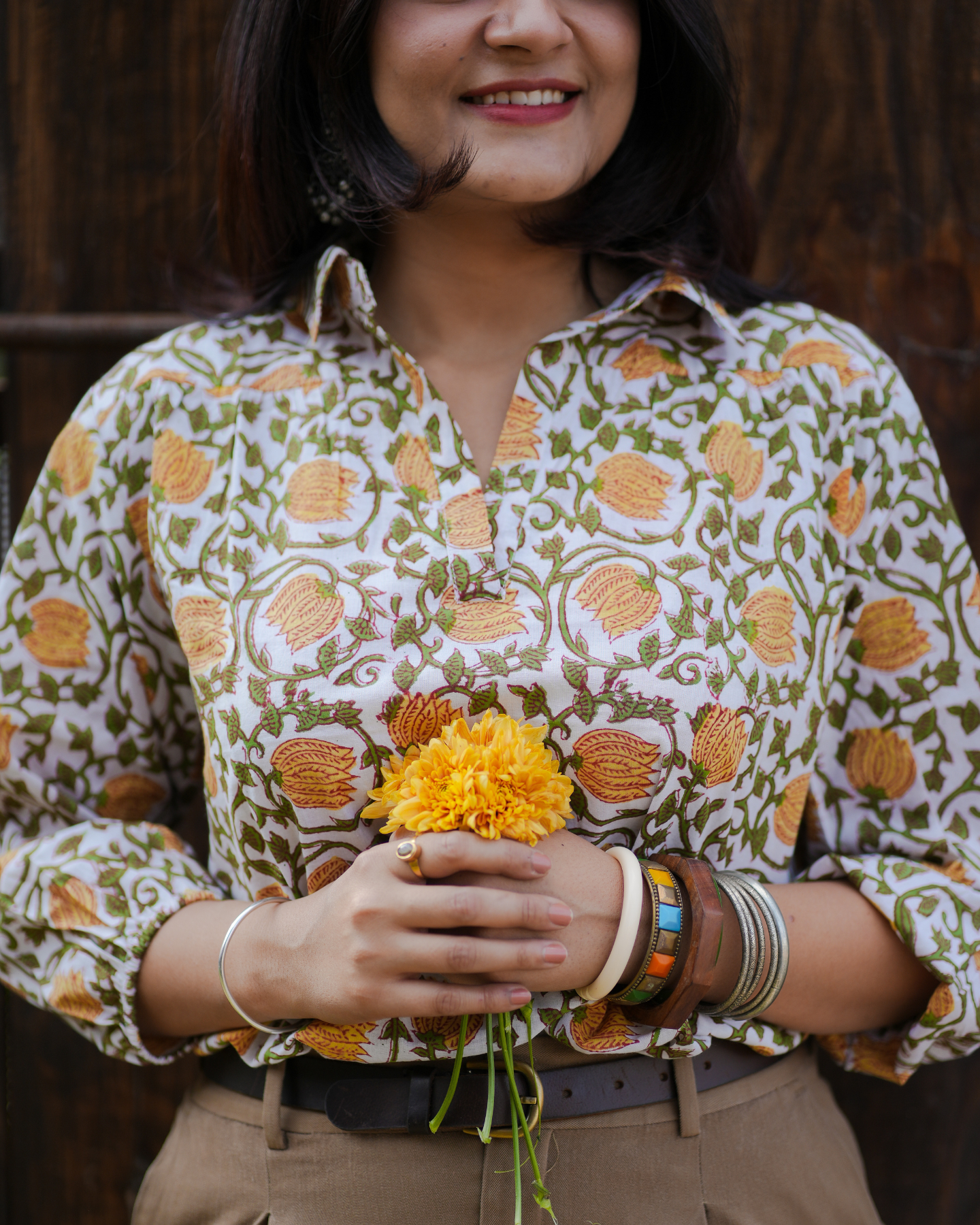 Zinnia Hand Block Printed Top