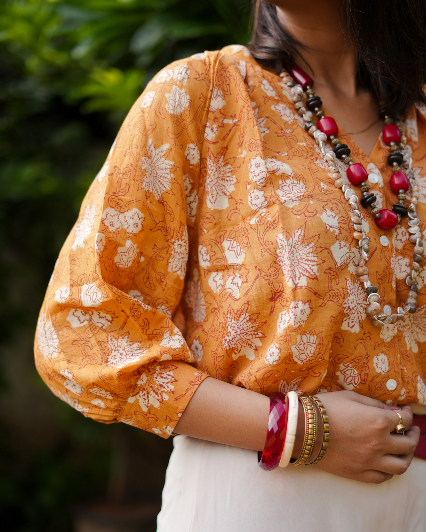 Ochre Hand Block Printed Top