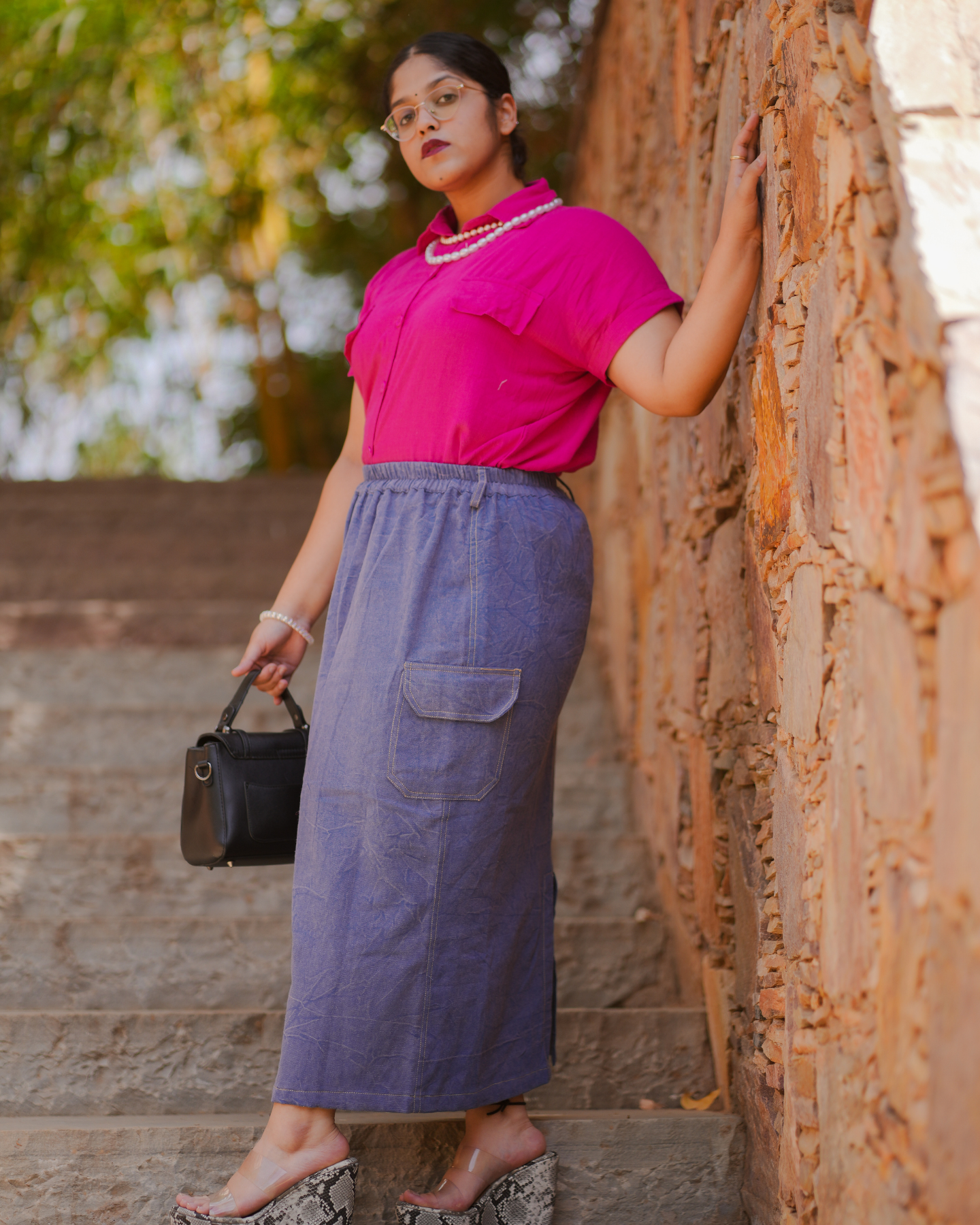 Ada Stone-Washed Canvas Skirt