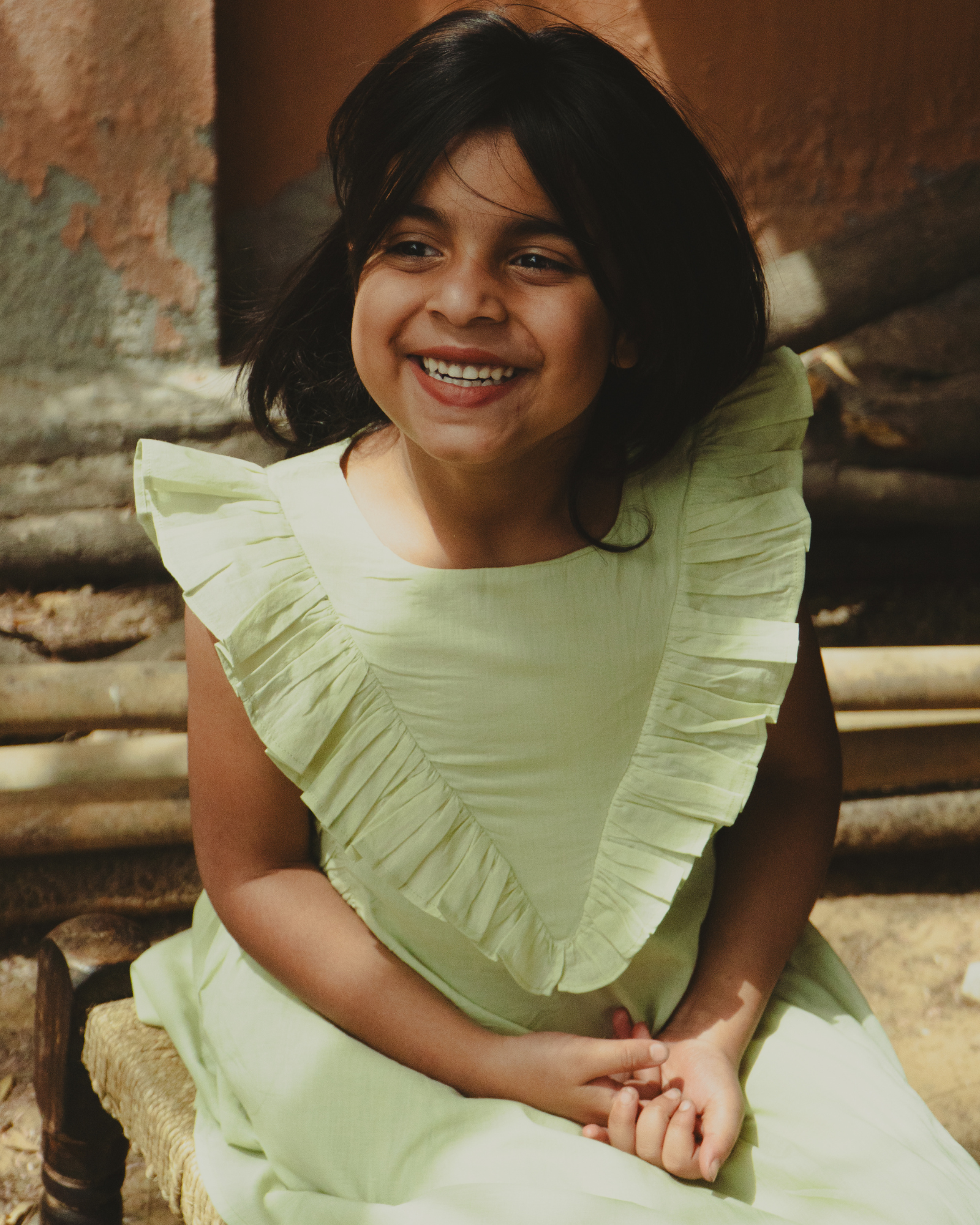 Lime Mul-Cotton Dress