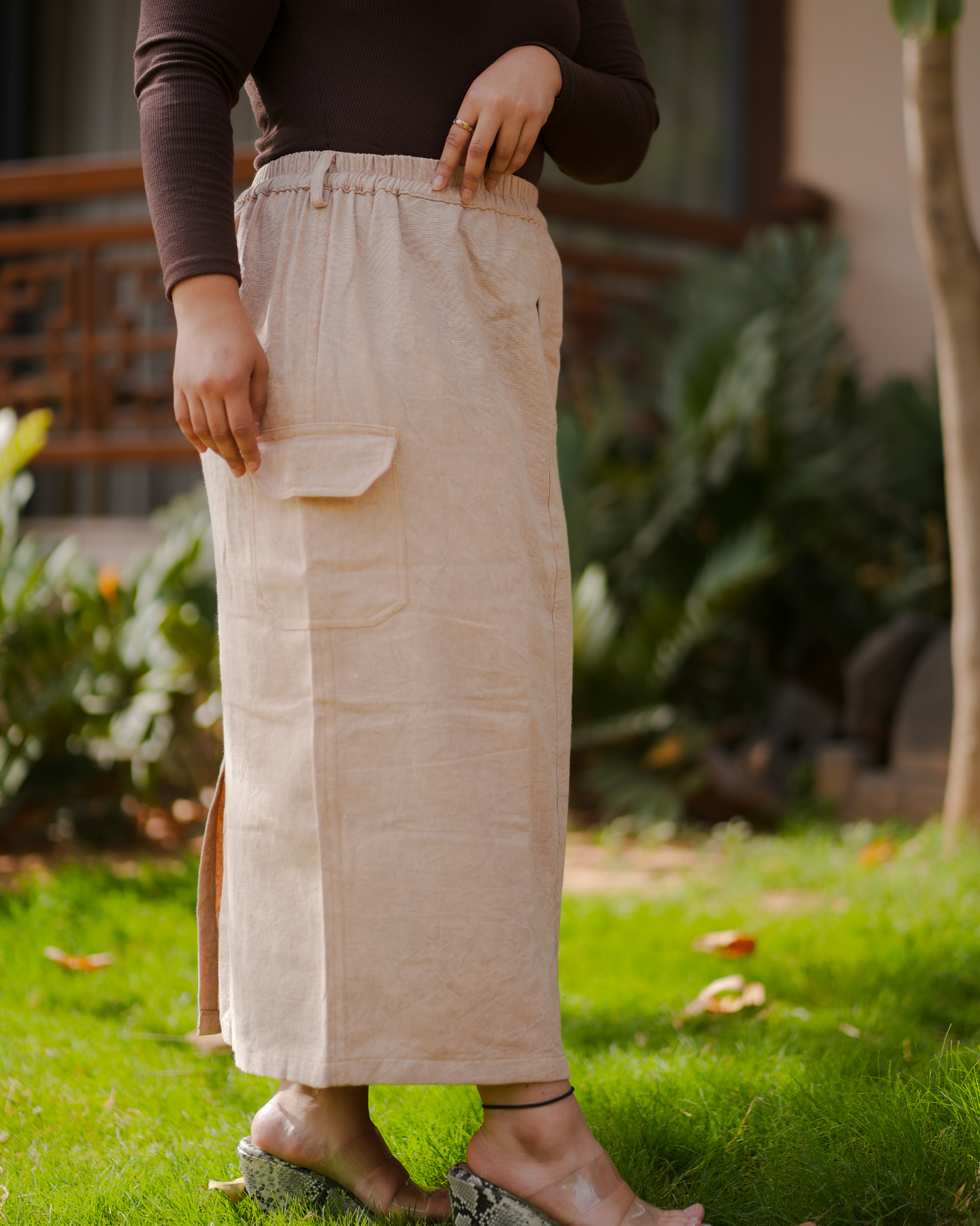 Lenora Stone-Washed Canvas Skirt