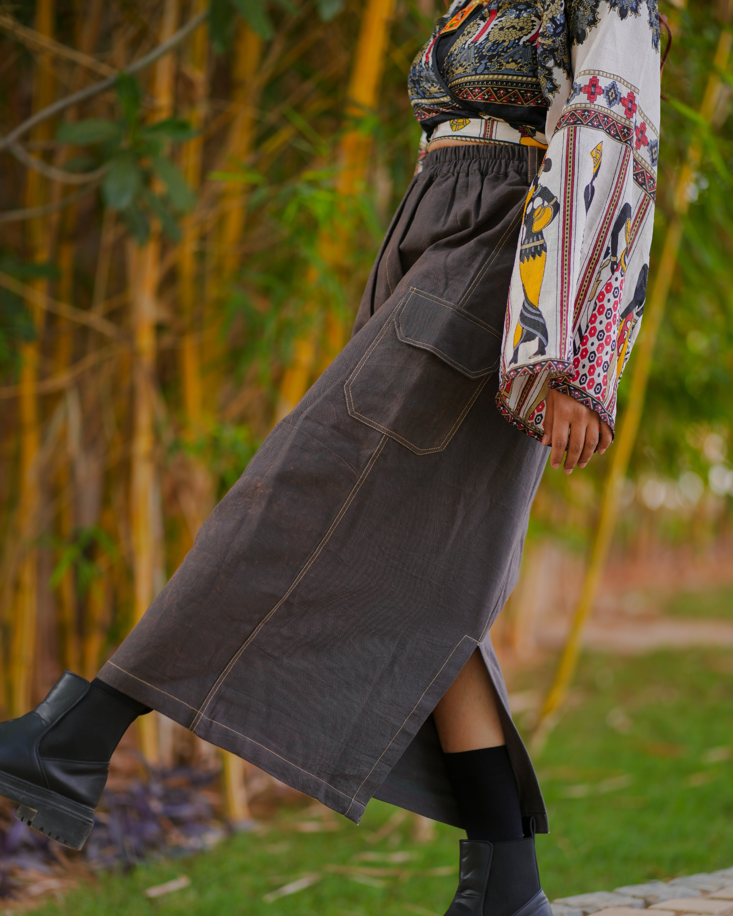 Zelda Stone-Washed Canvas Skirt