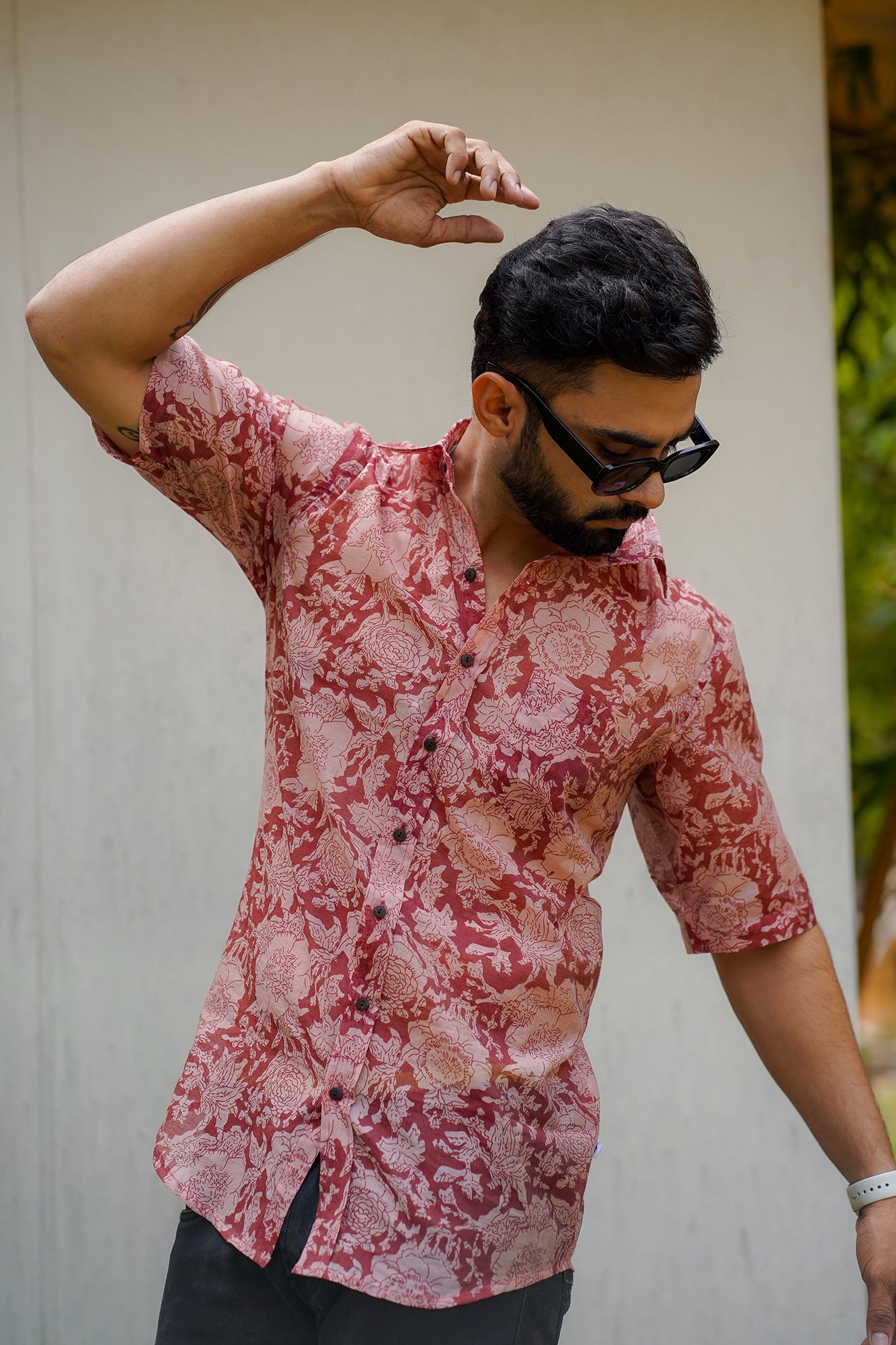 Hand Block Printed Chanderi Men Shirt