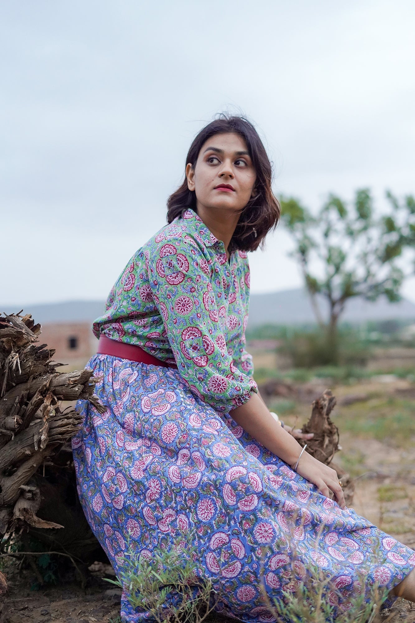 Hand Block Printed Collared Top