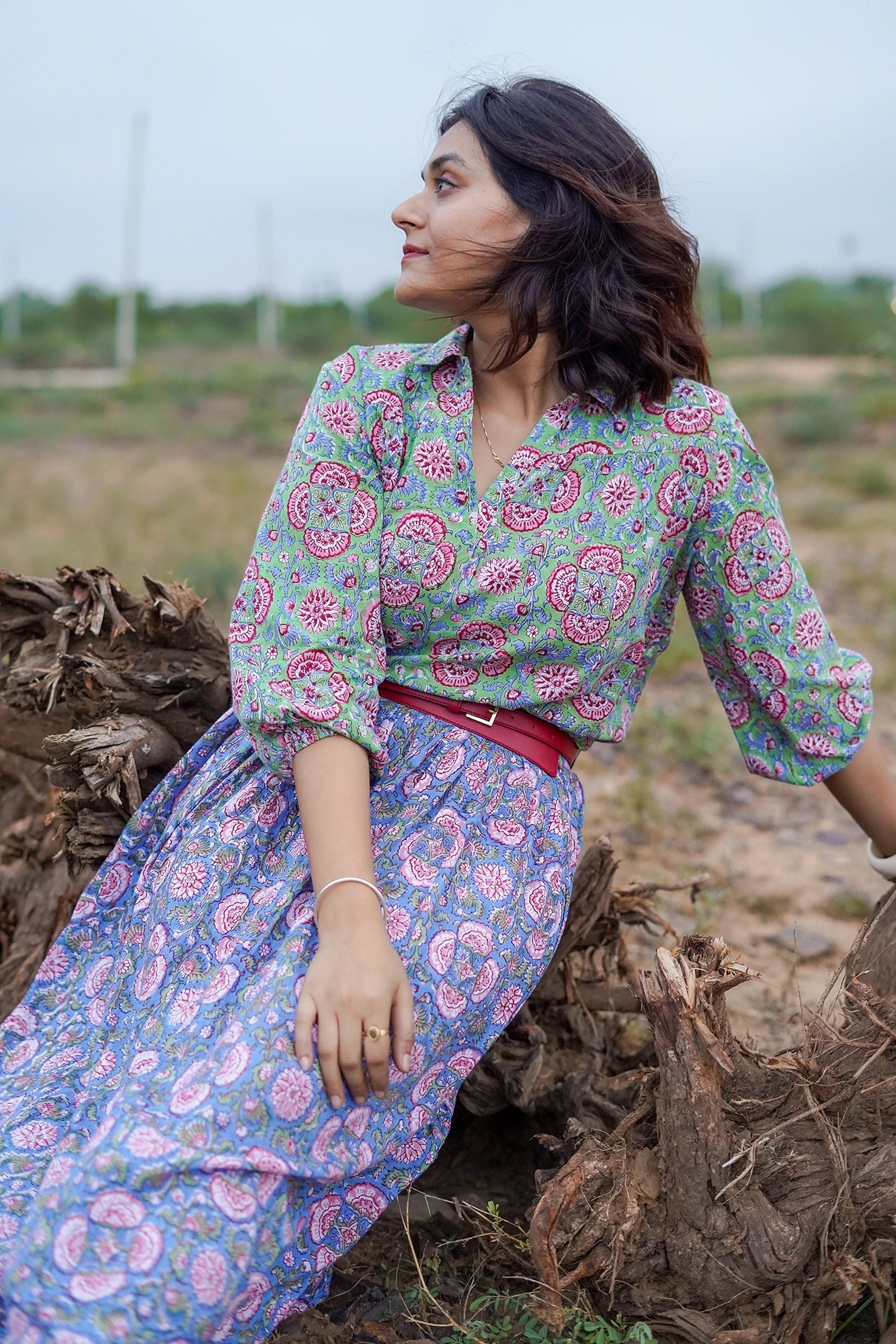 Hand Block Printed Collared Top