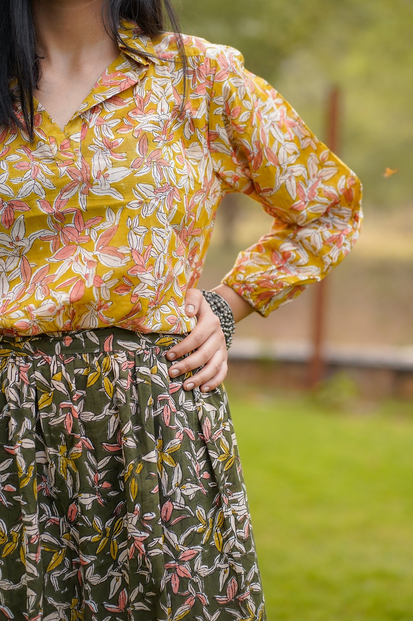 Hand Block Printed Collared Top