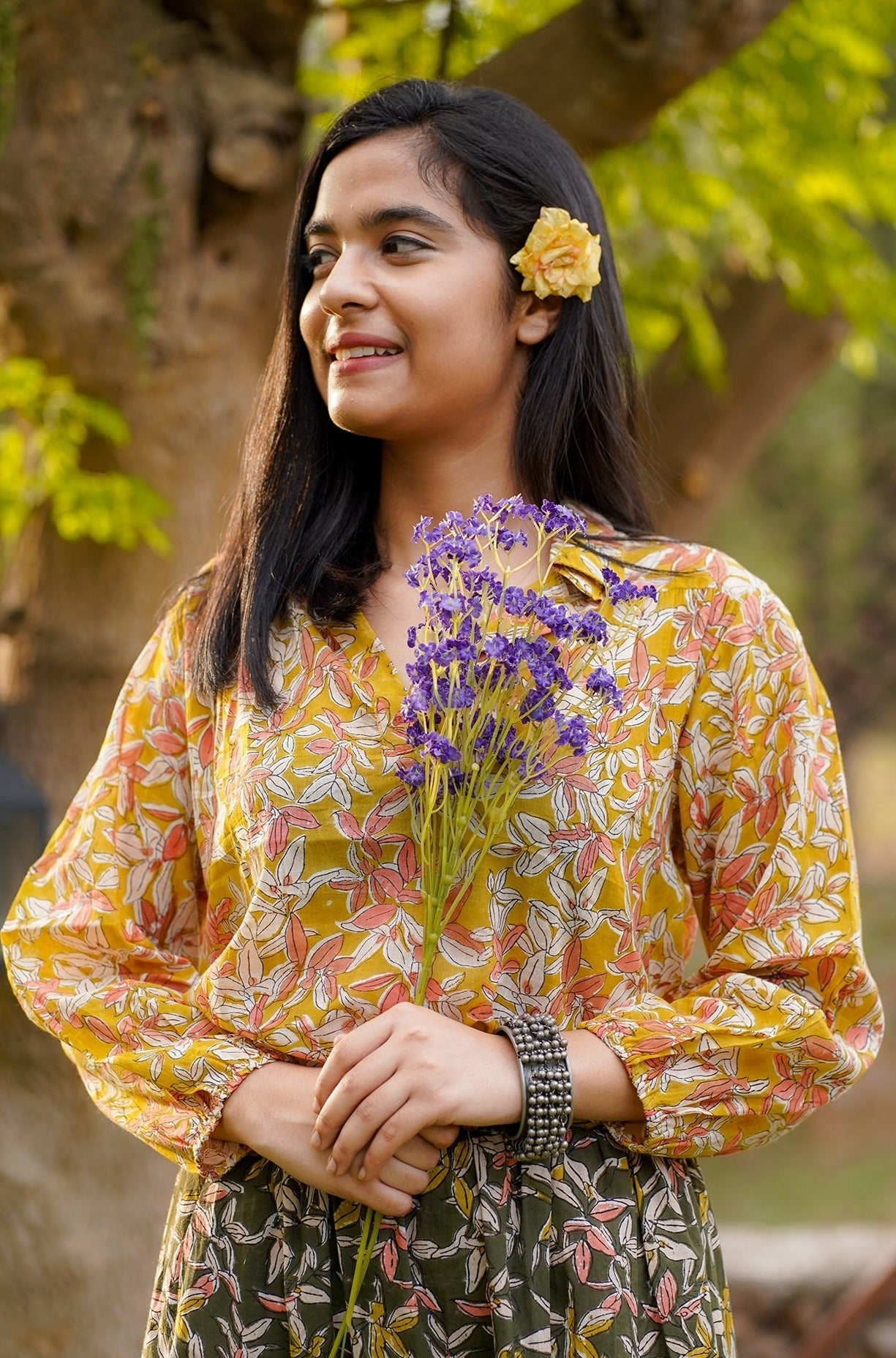 Hand Block Printed Collared Top