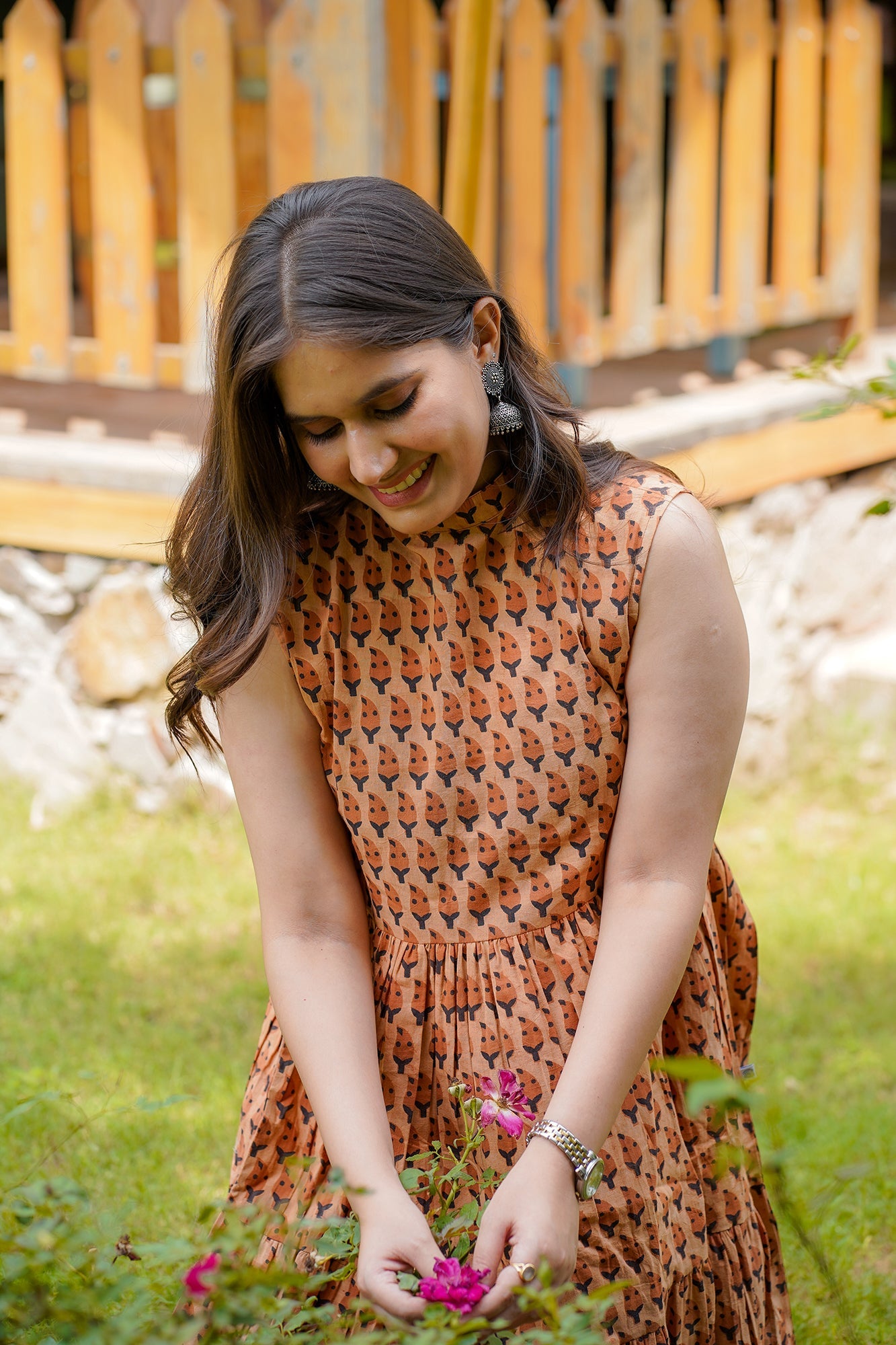 Hand Block Printed Tiered Dress