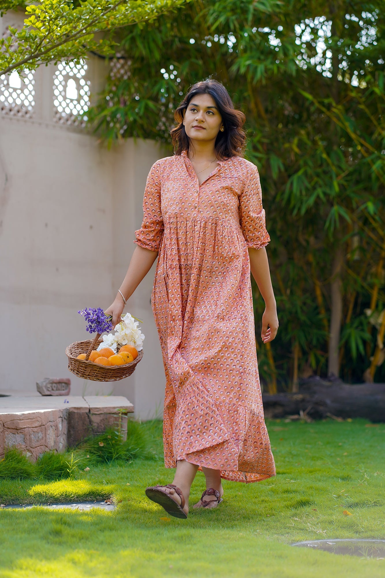 Hand Block Printed Tiered Maxi Dress