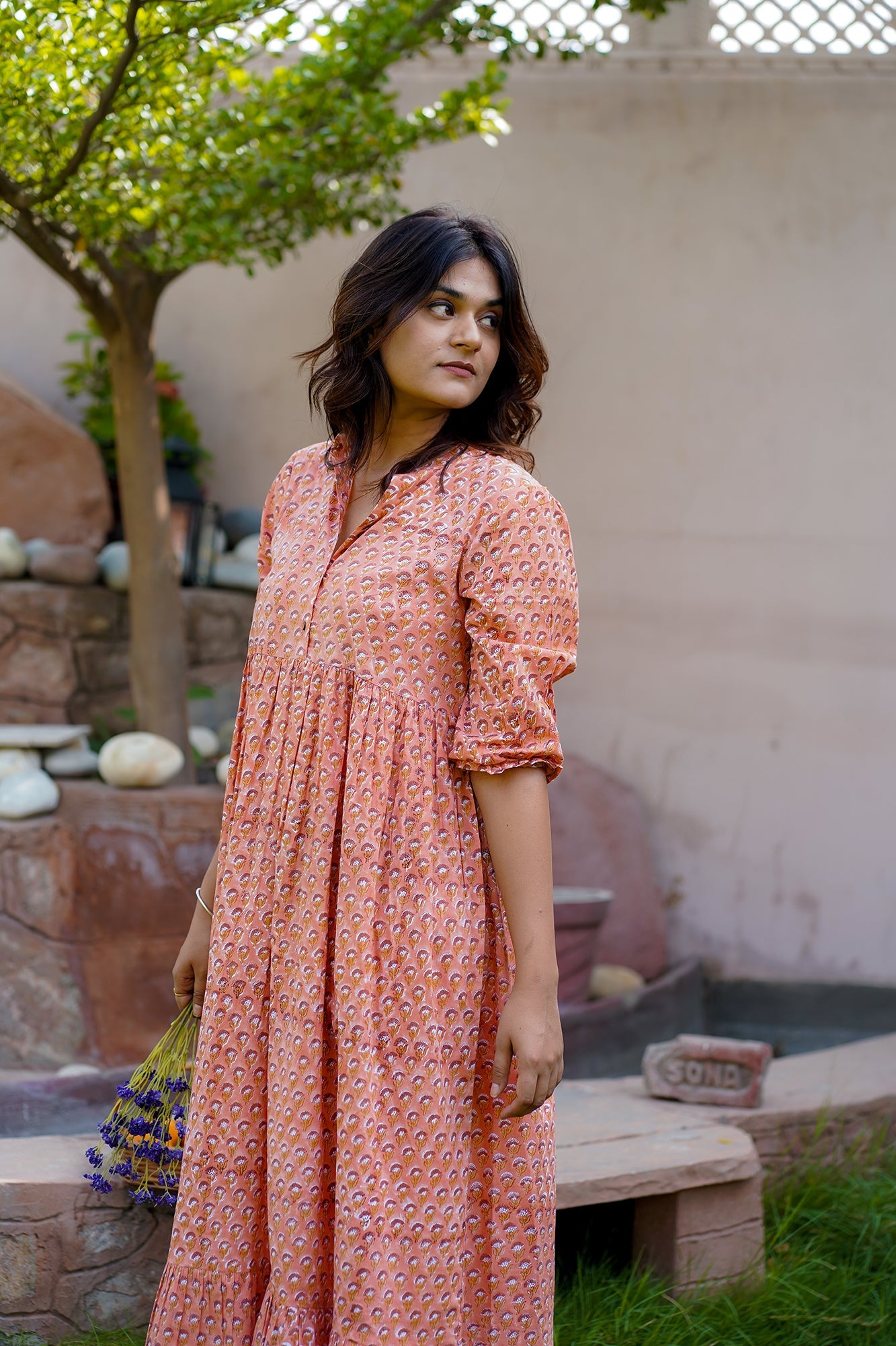 Hand Block Printed Tiered Maxi Dress