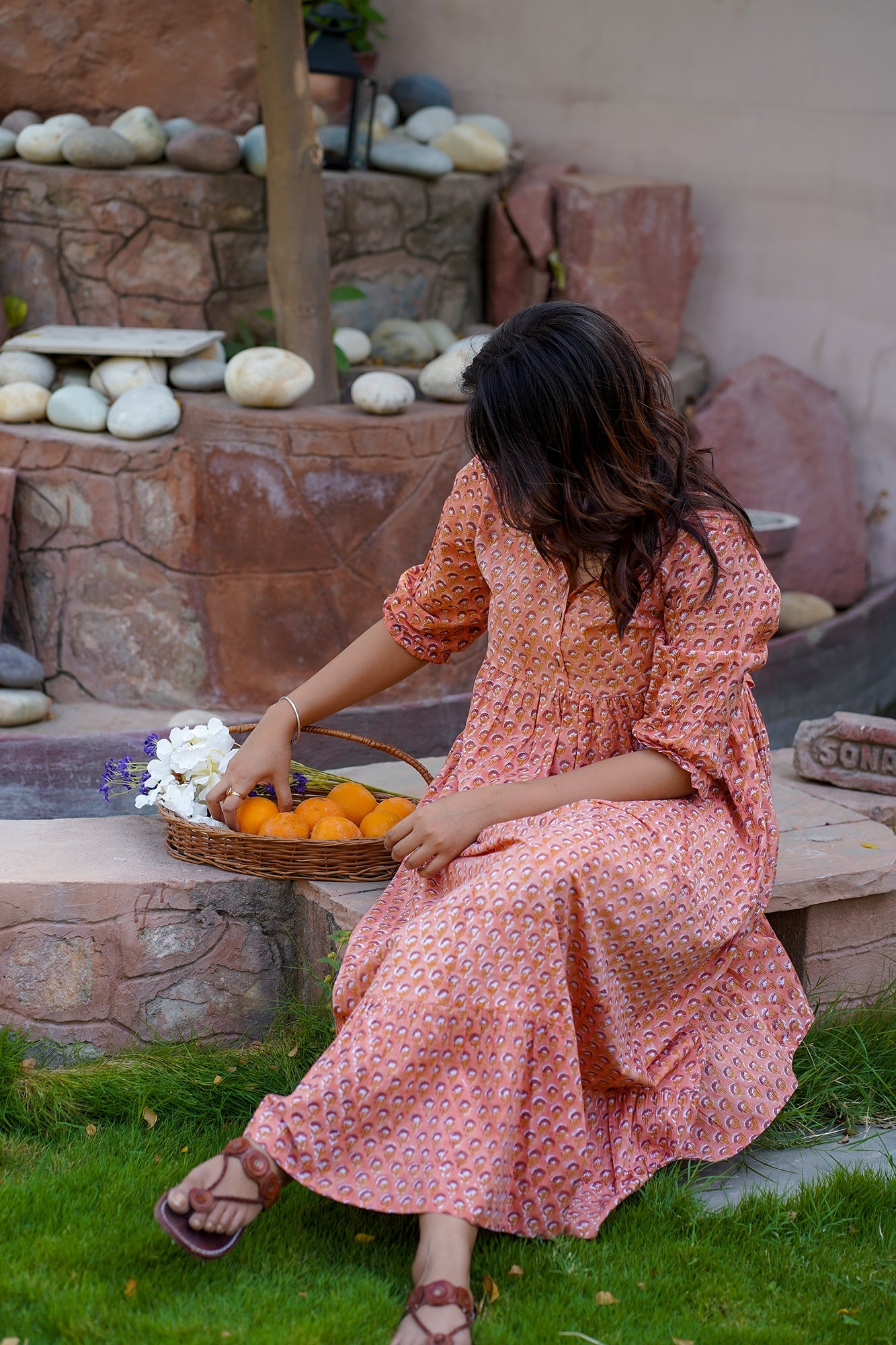 Hand Block Printed Tiered Maxi Dress