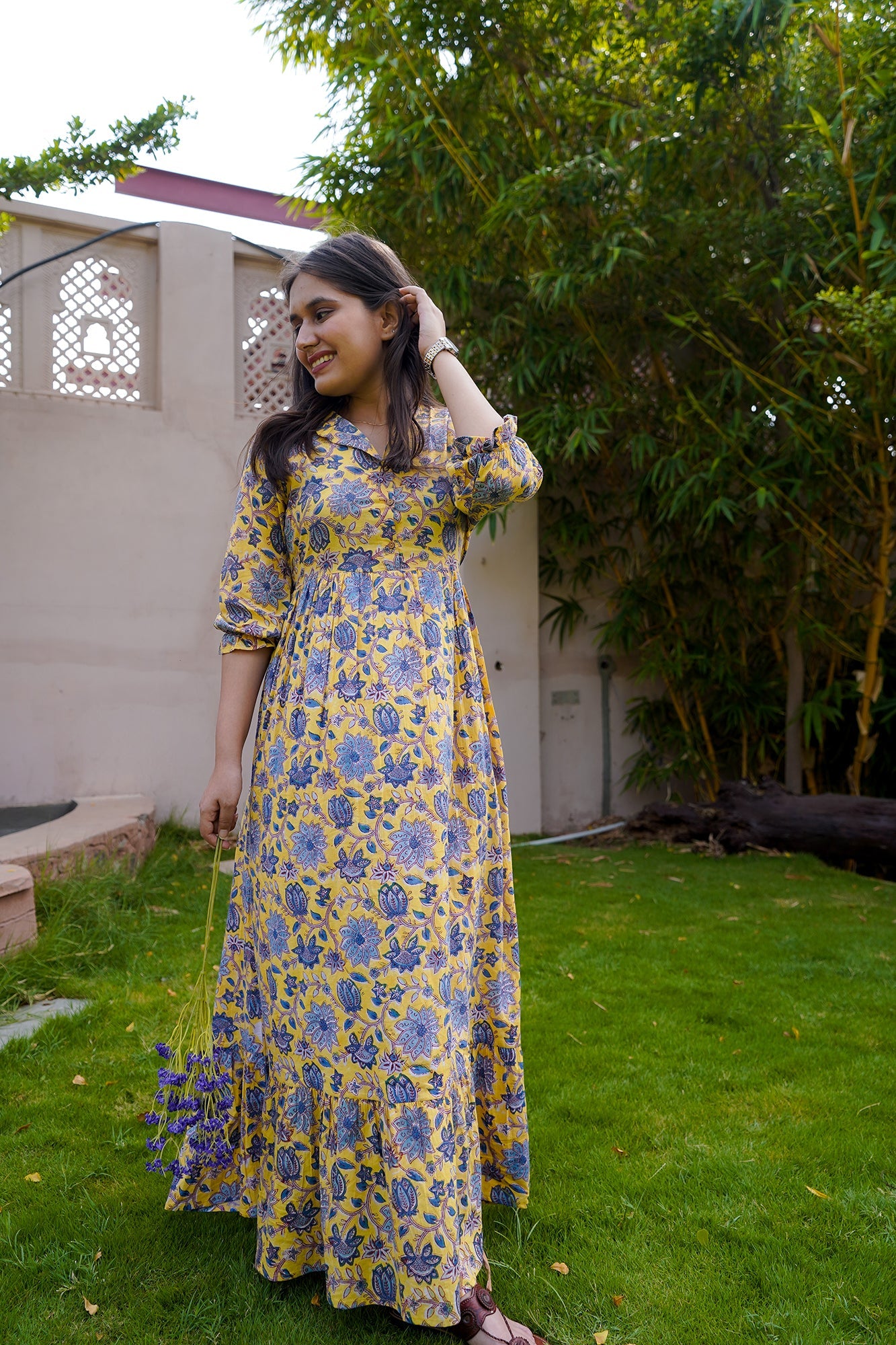 Hand Block Printed Tiered Maxi Dress